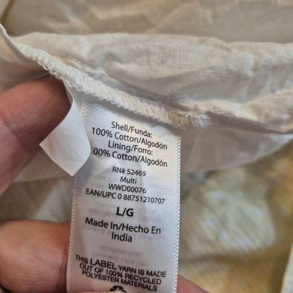 Free Assembly Women's Pale Yellow & White Cotton Tiered Scoop Neck Lined Peasant - Picture 13 of 13